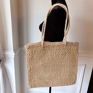 Sun and Sand Lined Natural, Paper Straw Shoulder Tote